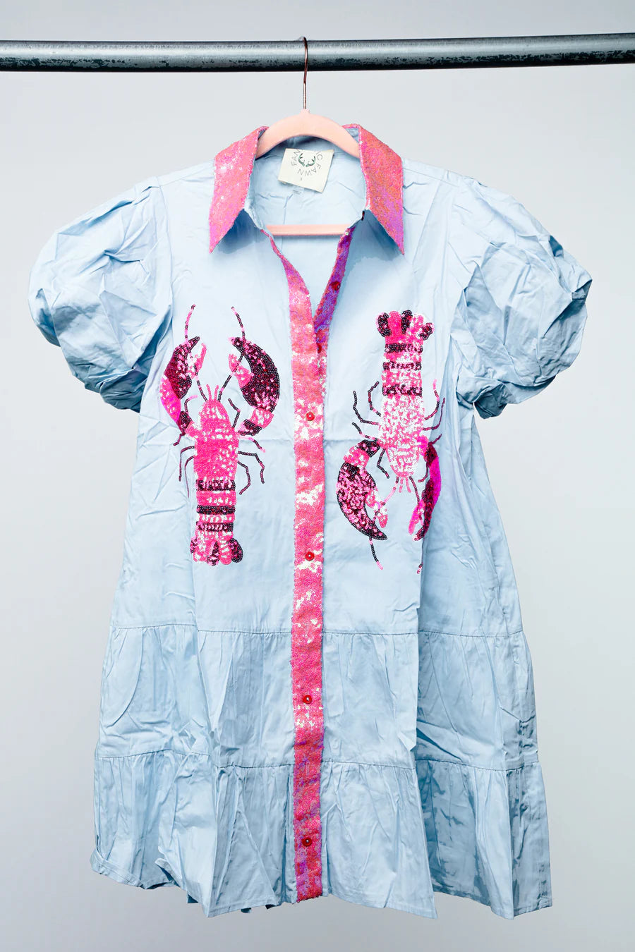 Baby Blue Sequins • Puff Sleeve • Crawfish Dress